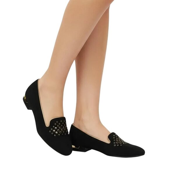 Isola Shoes - ISOLA Women’s Risa Black Suede Leather Slip-On Loafer Pump Size 8 1/2